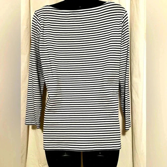 ✨VINEYARD VINES Striped Boatneck 3/4 Sleeve Top Womens Sz L - Picture 2 of 5